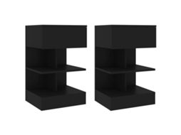 Bedside Cabinet, Bedside Cabinets Vidaxl Preto Madeira Processada (n/a)