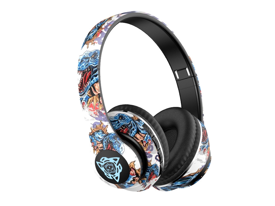 Fones de Ouvido Bluetooth Estilo Grafite com Luzes Led, Qualidade de Som Hifi, Graves Profundos e Design Dobrável. MDUG (azul Claro)