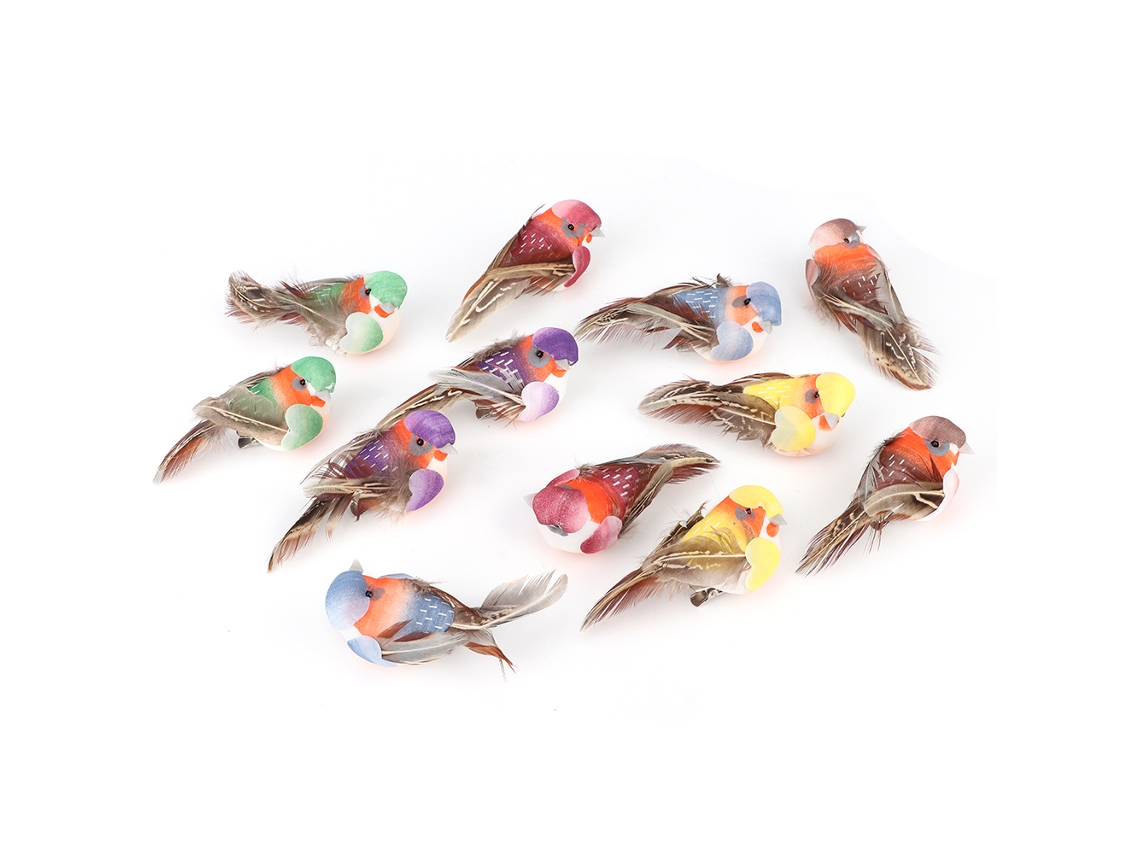 12 Peças Aves Artificiais Fofas Decoração Casa Jardim