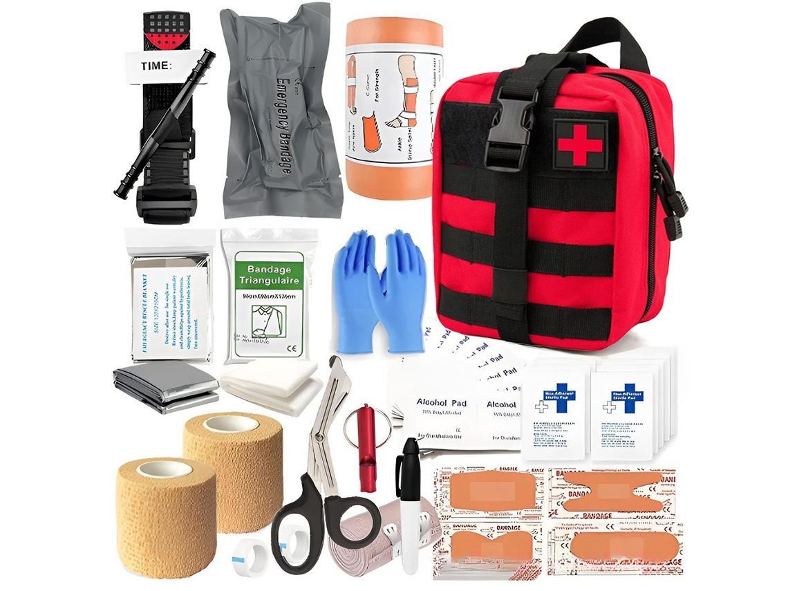 Kit Primeiros Socorros Sobrevivência Tático para Campismo e Montanhismo Vermelho HEXINYIGJLY