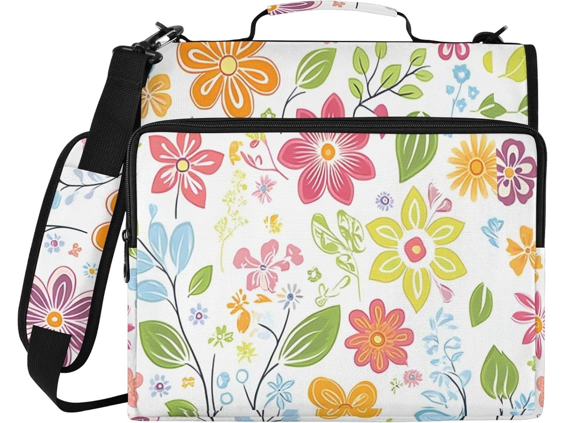 Organizador Fresh Spring 3-Argola com pasta impermeável para escola e mesa, com zíper para data.
