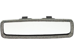 Espelho retrovisor interno para carro com decoração em strass brilhante e ângulo amplo.