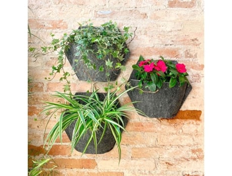 Pack Com 3 Vasos De Parede Citysens Brancos Com Tecido Cinza