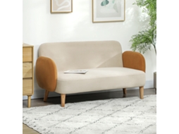 Sofá Homcom de Dois Lugares em Veludo Bege/ocre, Estrutura de Madeira, Suporta até 240kg, 130x74x76cm | S/MARCA
