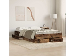 Vidaxl Estrutura Da Cama Com Gaveta Madeira Antiga 120 X 200 Cm