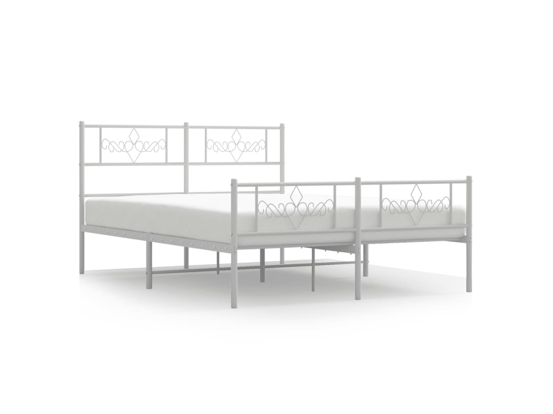 Estrutura de Cama com Cabeceira e Pés Metal Branco MAISON EXCLUSIVE 140x190 cm