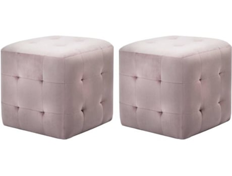Pufe 2 pcs 30x30x30 cm veludo rosa