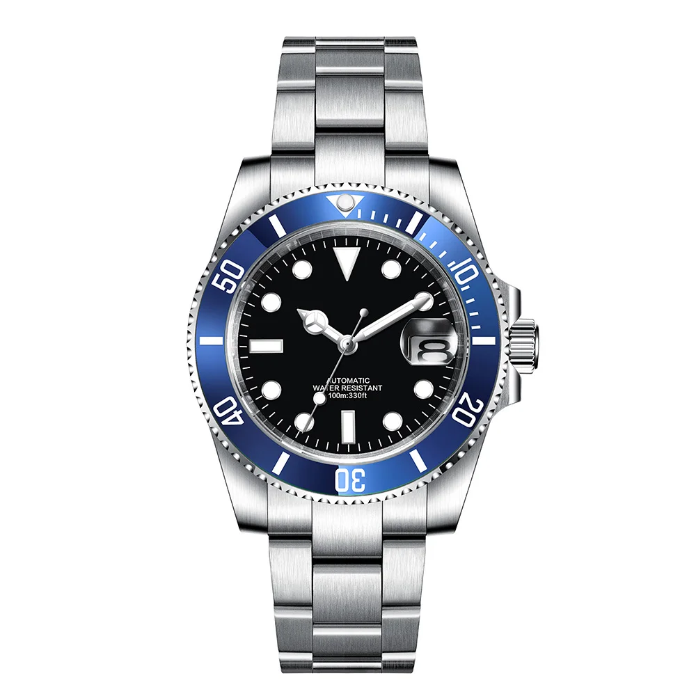 Relógio Masculino Automático Mecânico (azul) De 40 Mm, Resistente À Água Até 100 M, Com Cristal De Safira.