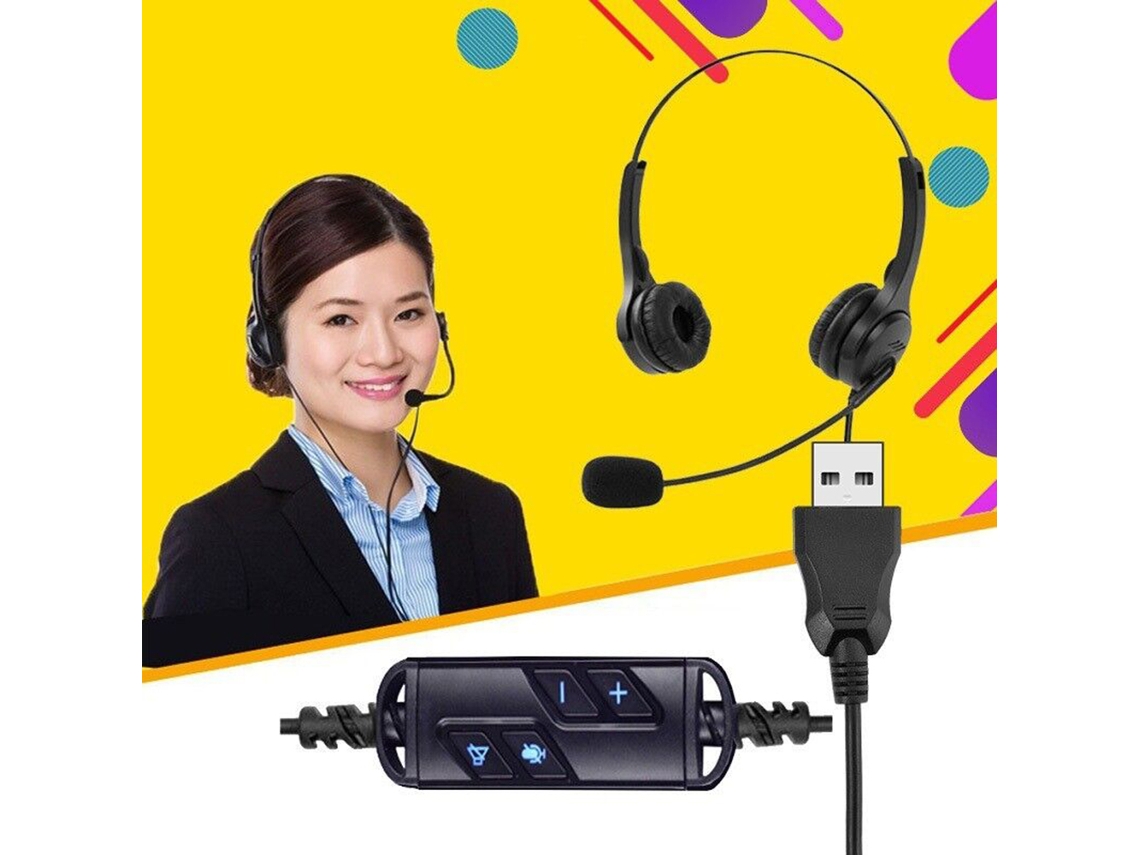 Fone de Ouvido Usb com Microfone para Call Center Office Gamer Pc Laptop, Controle de Volume e Mudo, Plug And Play