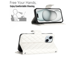 Capa Para Iphone 15 Pele Sintética Com Porta-cartões Branco