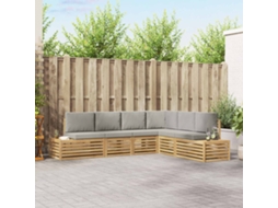 Vidaxl Conjunto De Sofás Para Exterior 6 Peça Branco E Cinzento-claro