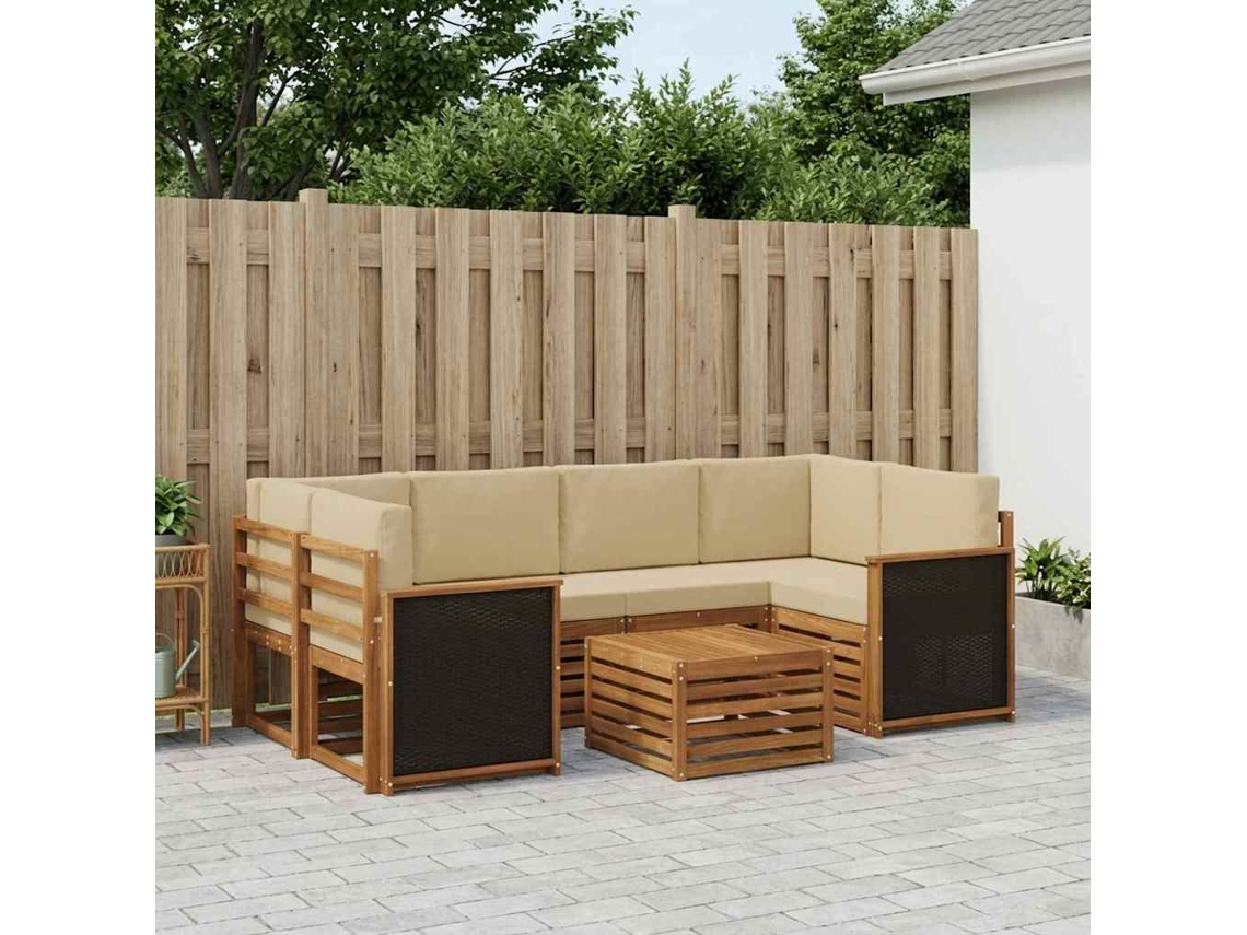 Vidaxl Conjunto De Sofás Para Exterior 7 Unid. Natural E Bege