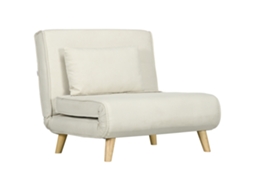 Poltrona 2 Em 1 Poliéster e Espuma Cor Bege 90x78x79 cm Homcom