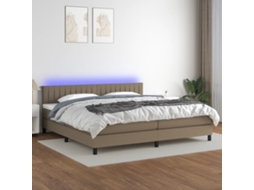 Vidaxl Cama Box Spring Colchão/led 200x200cm Tecido Cinza acastanhado