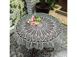 Lurelia Toalha De Mesa Redonda Algodão Crochê Diâmetro 70 Cm Vintage
