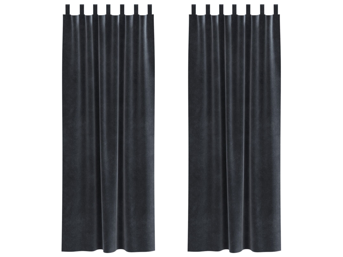 Conjunto 2 Cortinas Opacas Vidaxl Cinzento Veludo (140 X 245 Cm)