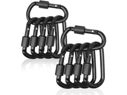 10 Mosquetones De Seguridad De Aluminio Negro 3i Kdz Para Senderismo Camping Mochilas Botellas Llaves