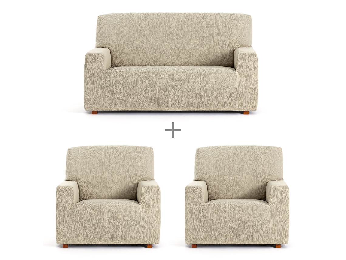 Conjunto de Capas para Sofá EYSA Troya Branco 70 X 110 X 210 Cm 3 Peças