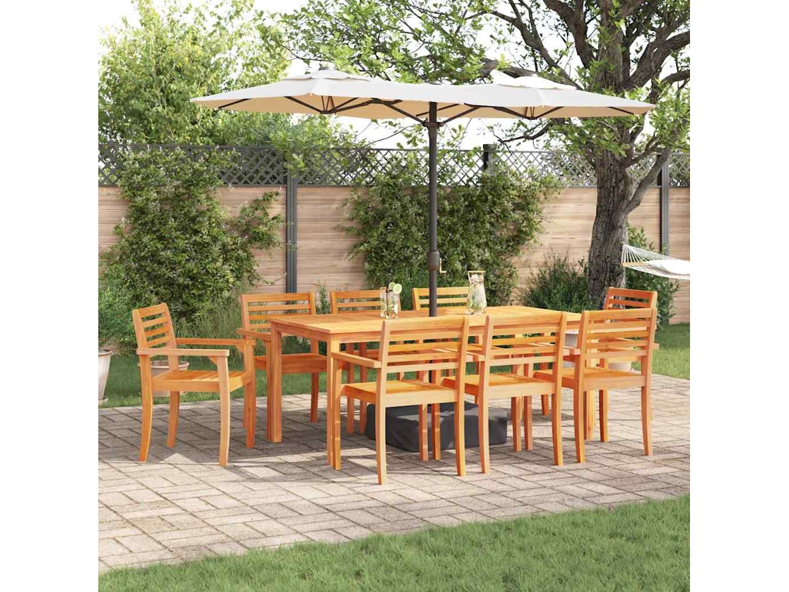 Vidaxl Conjunto De Jantar Para Jardim 9 Unid. Castanho