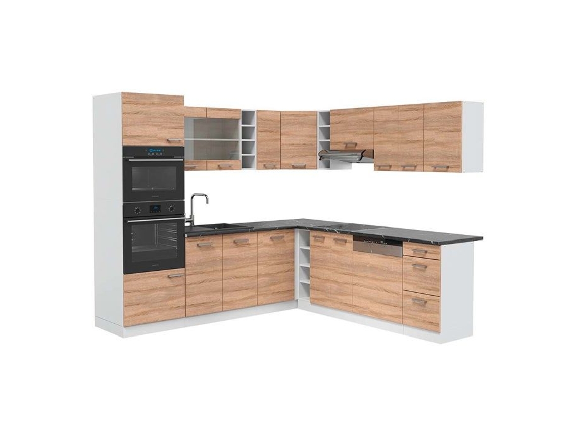 Cozinha de canto R-Line, 237 x 247 cm, PT Antracite, Sonoma/branco, Vicco