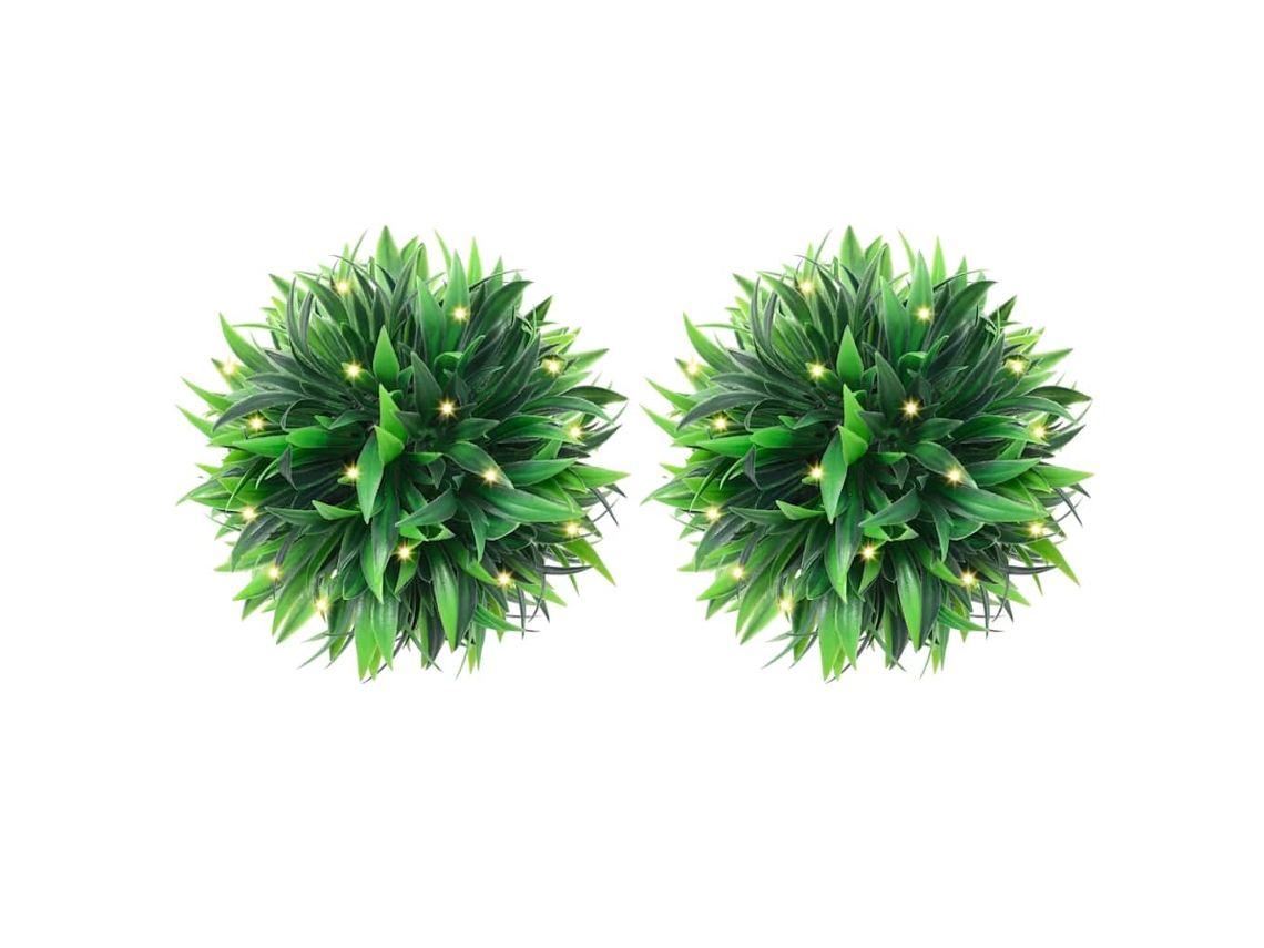 Vidaxl Bolas Artificiais De Buxo Com Luzes Led 2 Pcs Verde 30 Cm