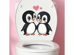 Adesivos de parede Jm Life Love Penguin, à prova d'água, para decoração de banheiro (2 conjuntos)