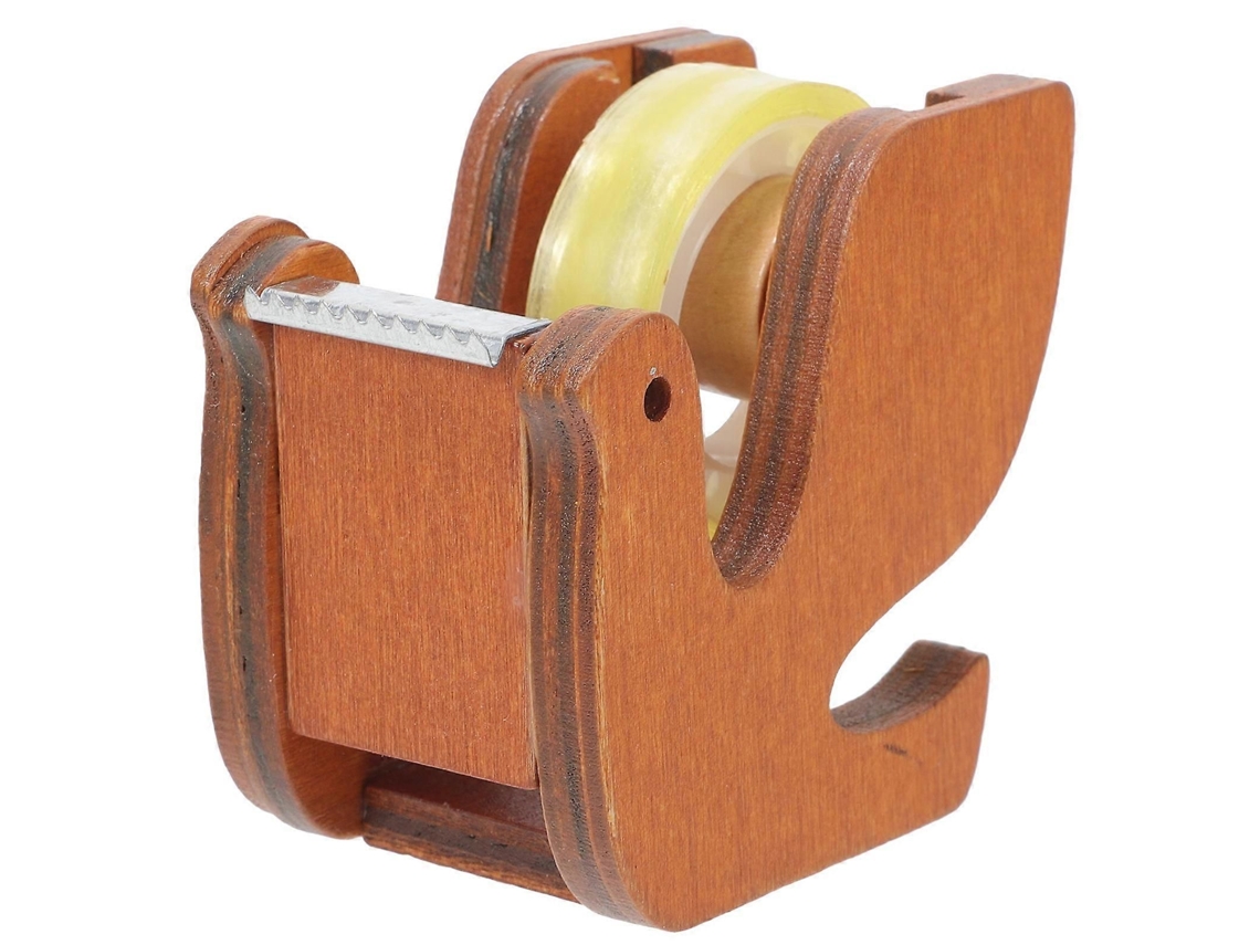 Dispensador de Fita Adesiva Portátil para Mesa, Suporte para Fita Adesiva para Escritório, 5 Peças, Design em Madeira GOKOCO