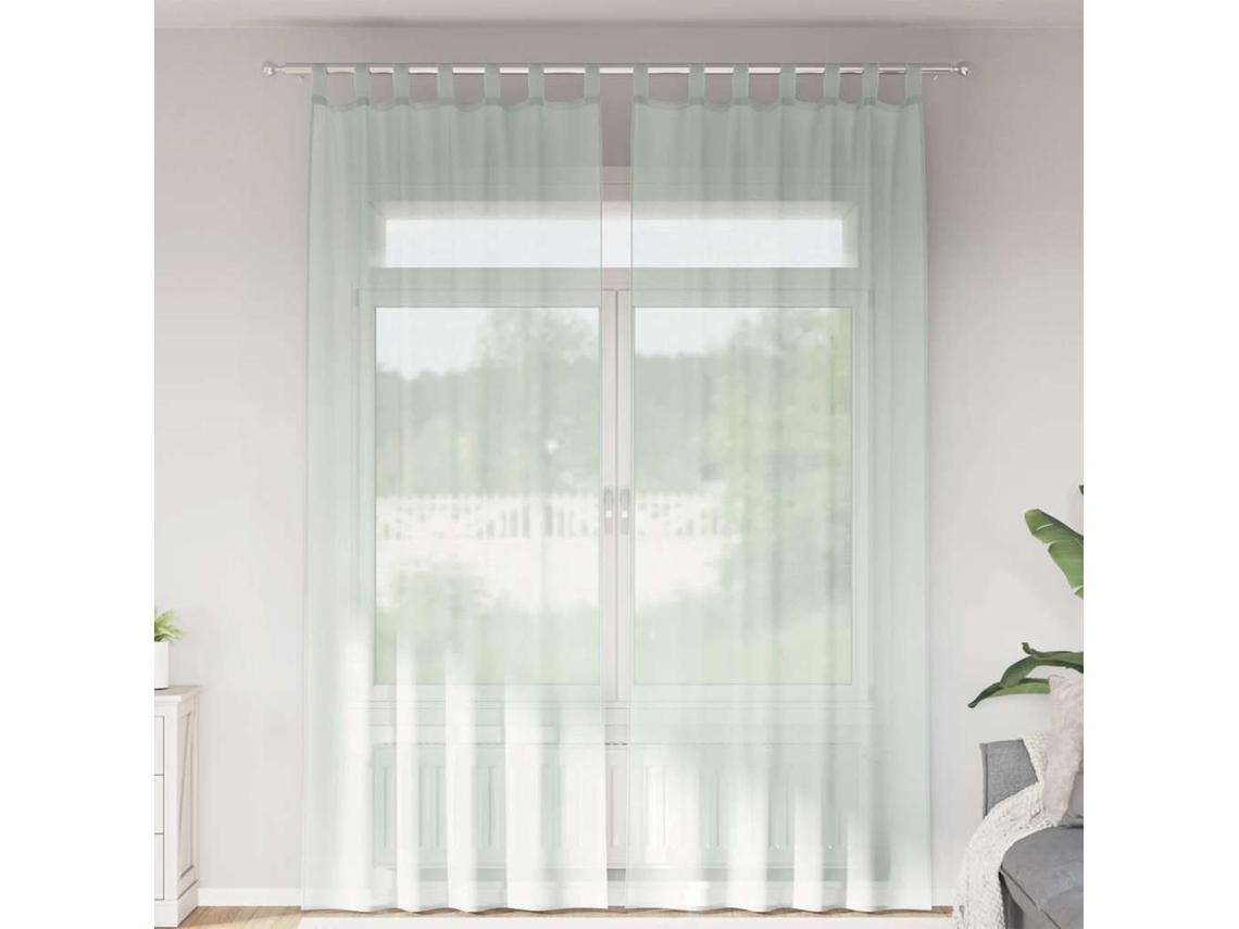 Vidaxl Cortinas De Voile Com Laços 2 Pcs Cinzento-claro 140x260 Cm