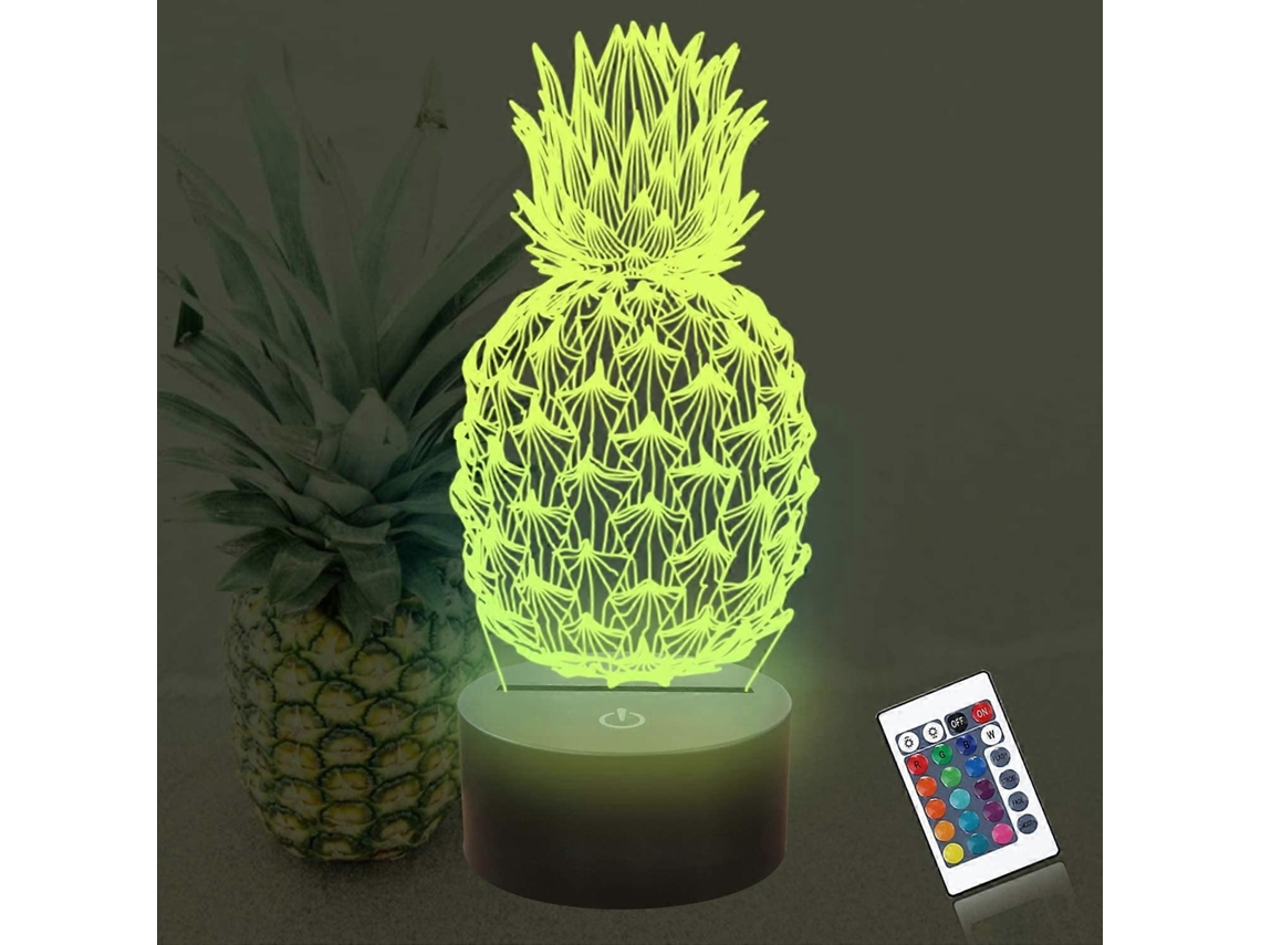 Omni lâmpada de Piña 3d, Luzes Noturnas para Crianças com 16 Cores Ajustáveis, Tática e Usb, Decoração de Quarto e Mesa