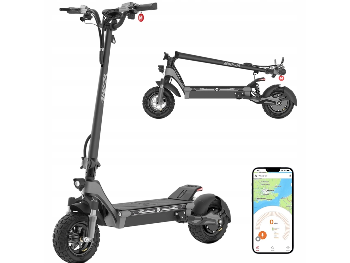 Scooter elétrica Yume Swift de 10 polegadas, 1200 W, 22,5 Ah, pneus sem câmara, velocidade máxima de 32 km/h, autonomia de 60 km