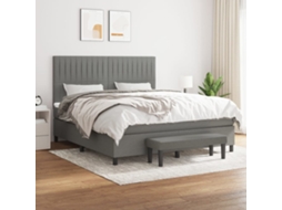 Vidaxl Cama Com Molas/colchão 160x200 Cm Tecido Cinzento-escuro