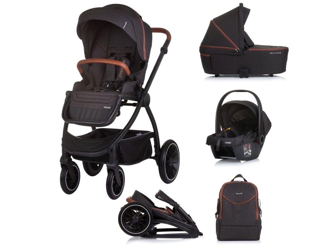 Prestige Carrinho De Bebé Trio Até 22 Kg Com Alcofa Rígida De Chipolino - Blackberry