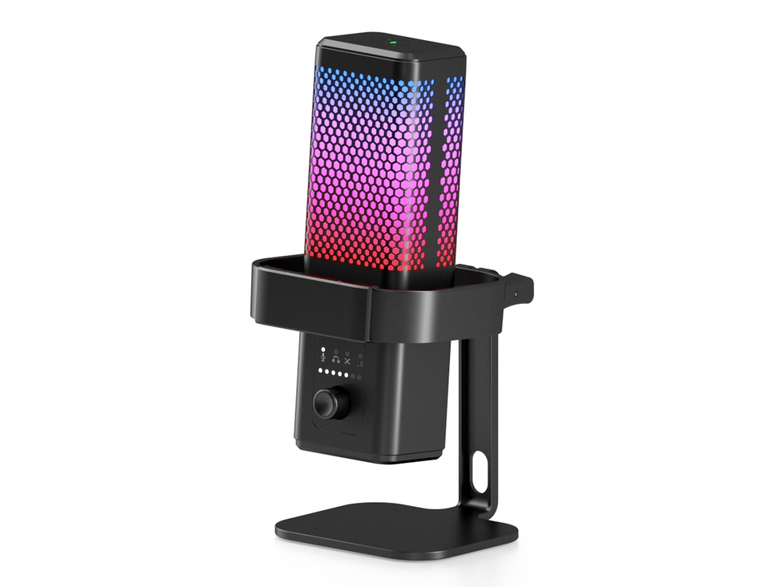 Micrófono Gaming Usb Com Redução De Ruído, Rgb, Suporte E Mudo Rápido Para Pc, Ps5, Gravação E Streaming