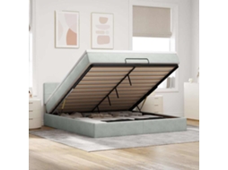 Vidaxl Estrutura de Cama Otomana com Colchão 180x200 Cm Cinzento Claro