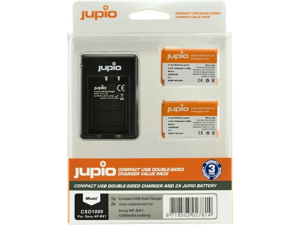 Kit Carregador USB duplo e 2 baterias NP-BX1