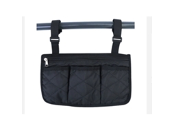 Bolsa de Armazenamento Exterior para Cadeira de Rodas e Andador Dobrável Bolsa de Braço e Encosto Mãos livres, Poliéster, Preta, 32cmx18cm INF