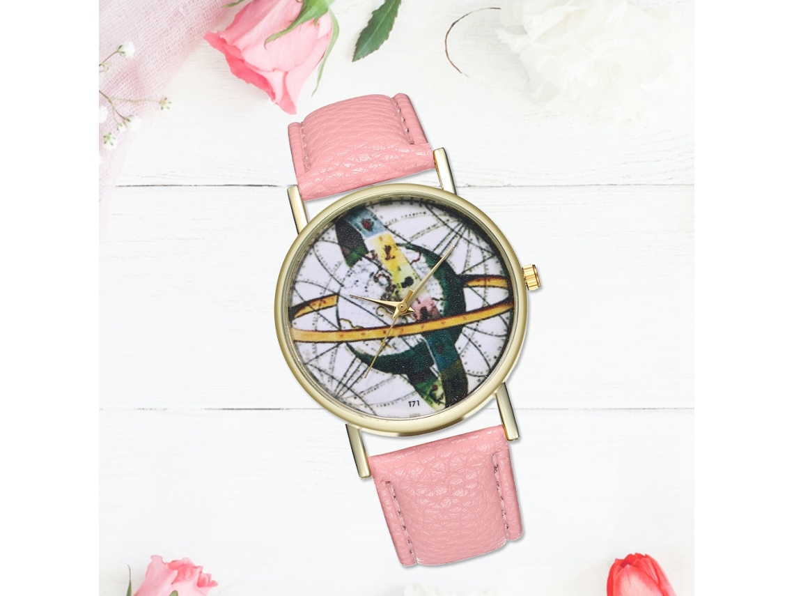 Relógio de pulso Zhoulianfa Fashion Quartz com pulseira de couro PU (rosa) unissex