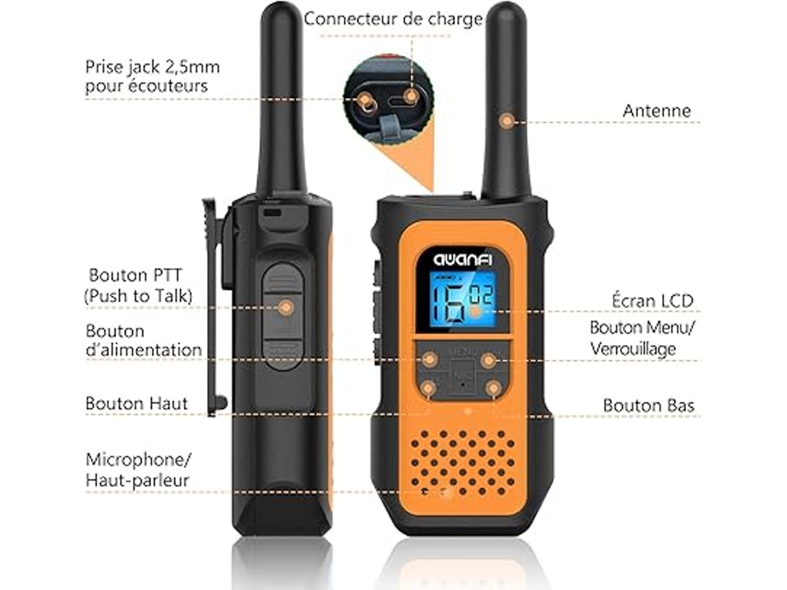 Walkie Talkies Recarregáveis Para Crianças E Adultos, Pacote Com 2, Longo Alcance Brilvibera