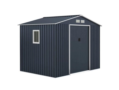 Abrigo De Jardim Em Metal 5,29 M² 277 X 191 X 202 Cm Venus Kit De Ancoragem Incluído, 2 Portas Deslizantes, 1 Janela Lateral Cinza Archer