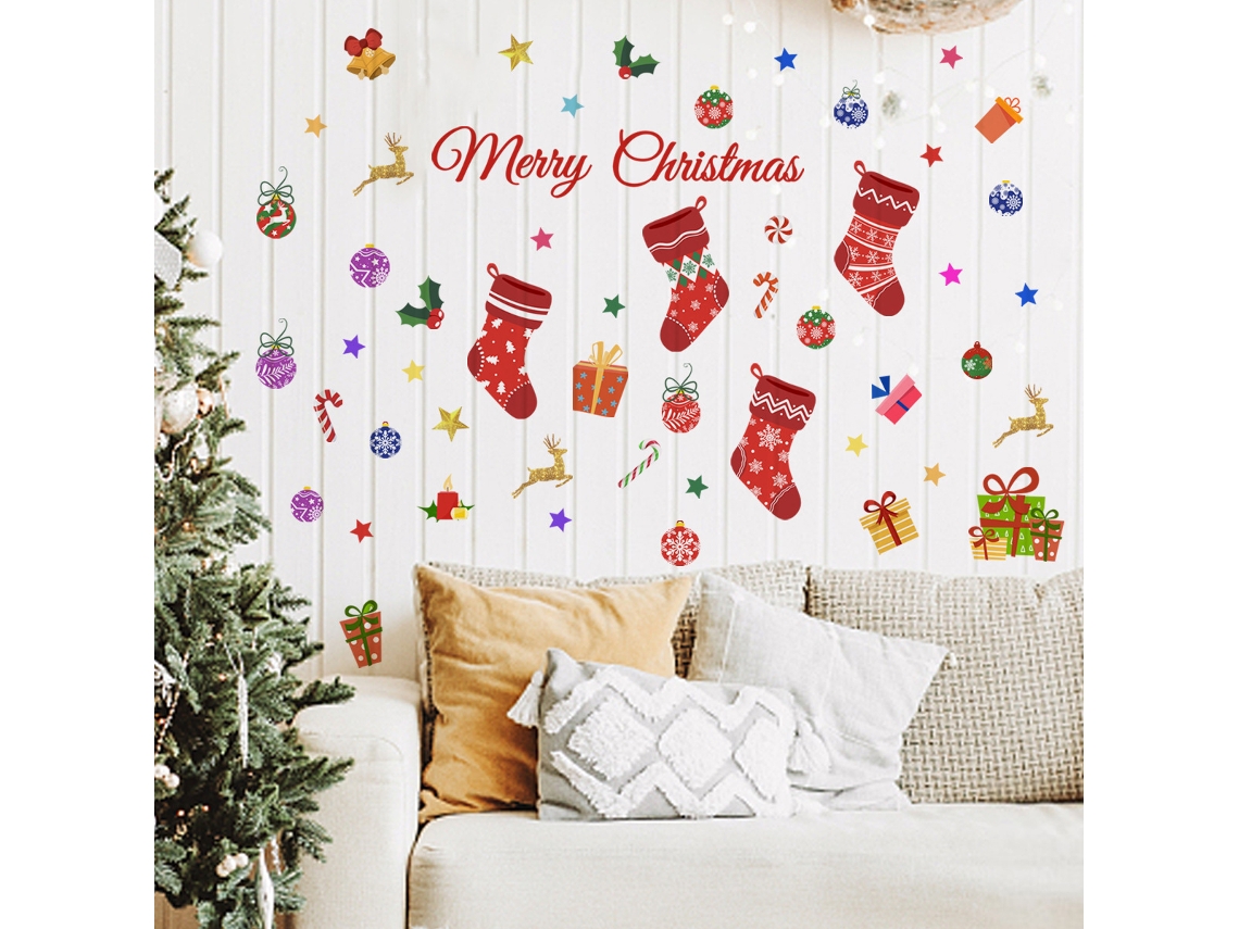 Adesivo De Parede Com Enfeites Para Árvores De Natal Decoração De Feliz Natal Aquaforge