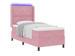 Cama Box com Colchão com Led Rosa 90 X 190 Cm Veludo MAISON EXCLUSIVE