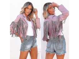 Fasst chaqueta de Manga Larga Slim para Mujer Con Estampado Y Flecos para Primavera, Otoño e Invierno