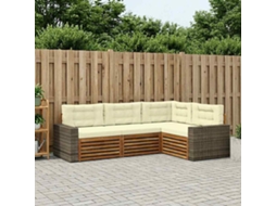Vidaxl Conjunto De Sofás Para Exterior 4 Pcs Natural E Creme