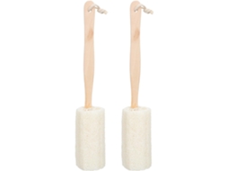Escova de Banho Bucha Vegetal Natural com Capa de Madeira Confortável, Suave e Esfoliante.
