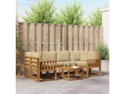 Vidaxl Conjunto De Sofás Para Exterior 7 Unid. Natural E Bege