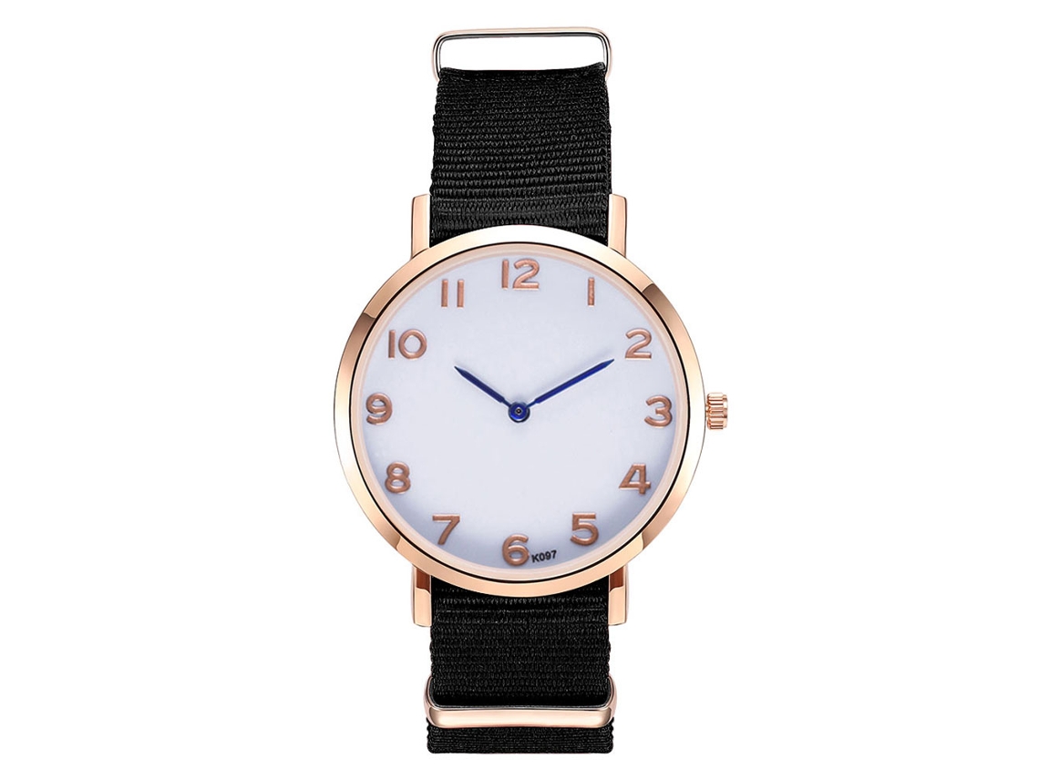 Reloj De Cuarzo Para Hombre Con Correa De Nailon, Dial Redondo Simple, Para Exteriores (negro)