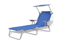Vidaxl Espreguiçadeira Com Toldo Aço Azul