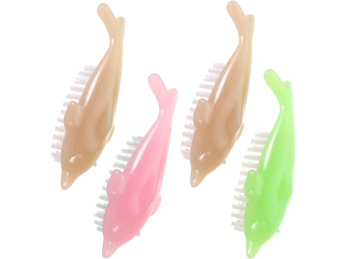 Conjunto de 4 pinças hipoalergênicas com formato em plástico, cerdas sólidas e cabo prático.