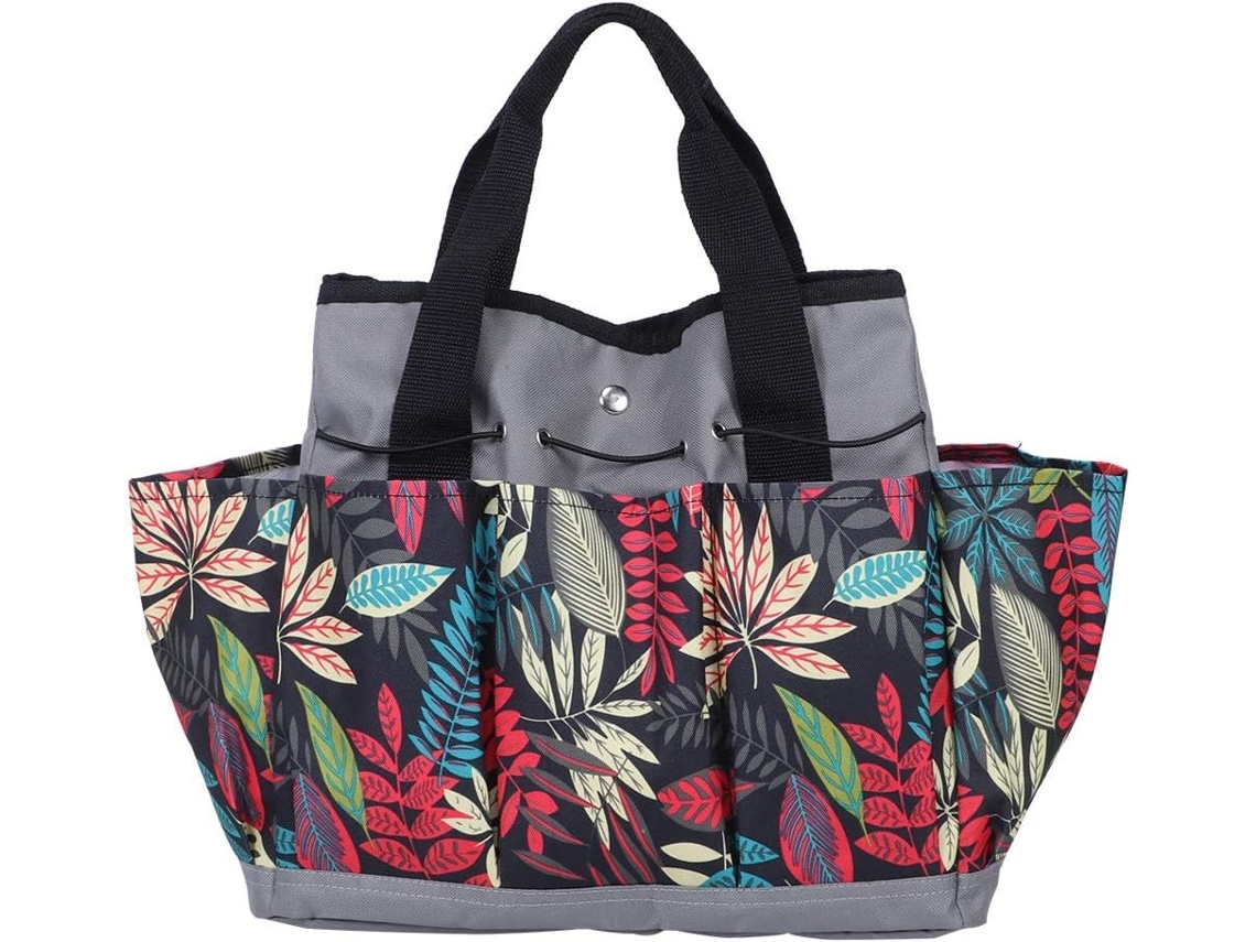 Bolsa multifuncional portátil para ferramentas de jardim com vários compartimentos para armazenamento manual e uso externo.