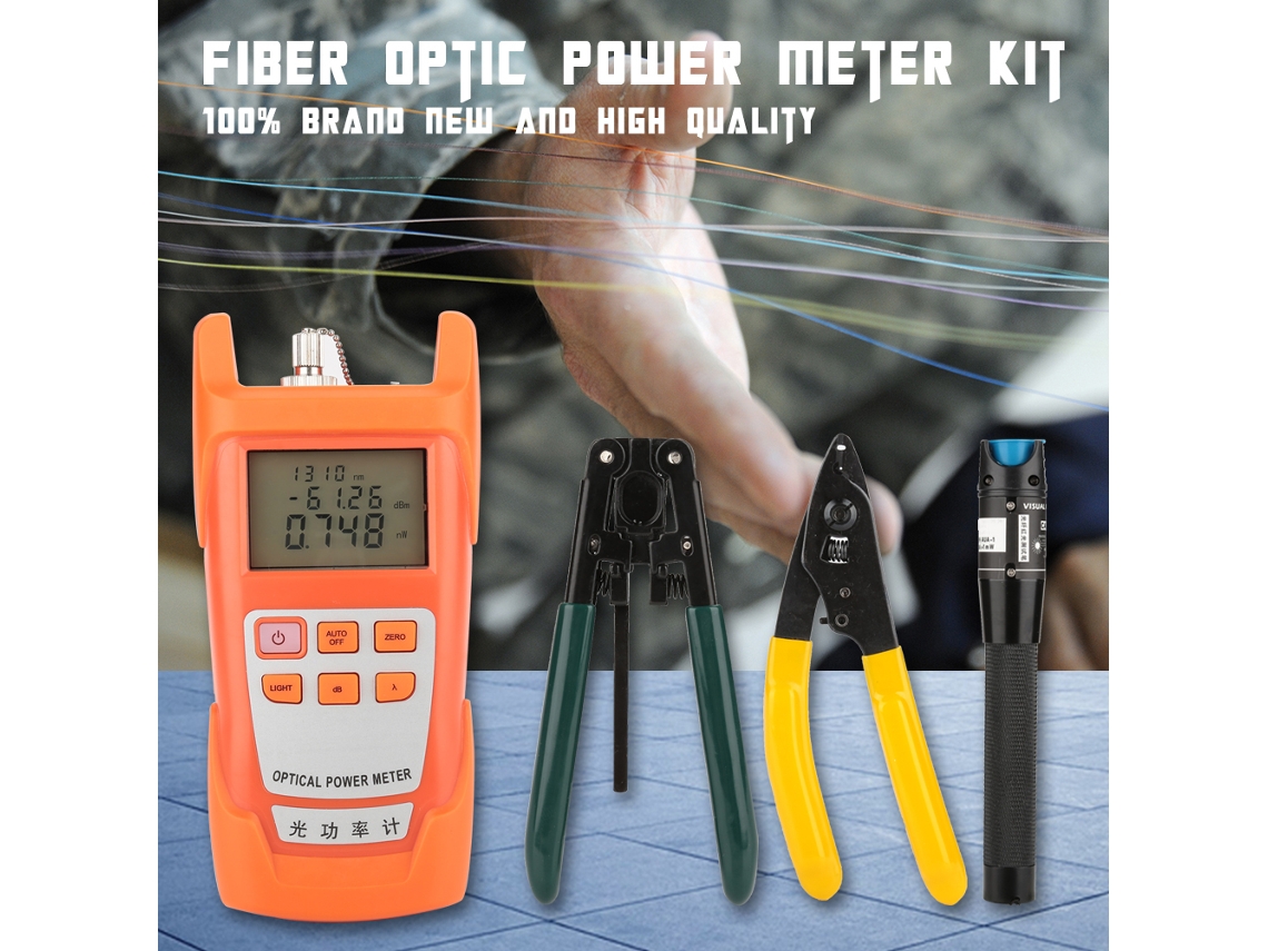 Kit de ferramentas de fibra óptica FTTH 10 em 1 com medição de potência, cutelo e localizador